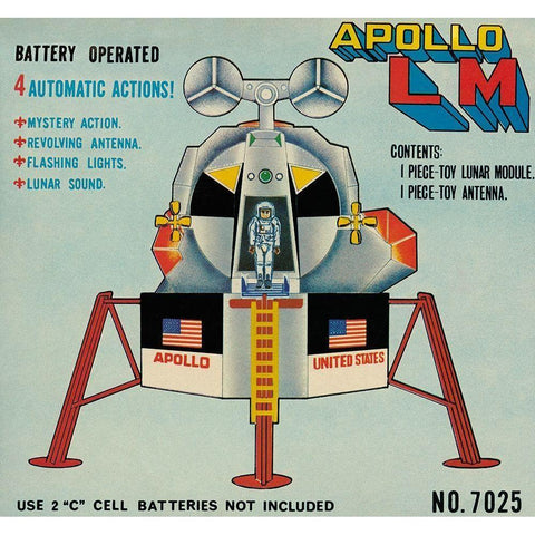 Apollo L-M (Lunar Module) White Modern Wood Framed Art Print by Retrobot