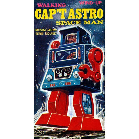 Capt Astro Space Man Gold Ornate Wood Framed Art Print with Double Matting by Retrobot