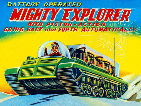 Mighty Explorer with Piston Action Black Ornate Wood Framed Art Print with Double Matting by Retrobot