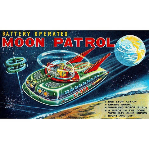 Battery Operated Moon Patrol XT-978 White Modern Wood Framed Art Print by Retrobot