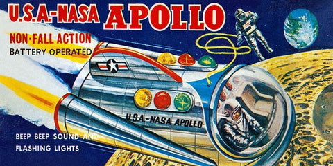 U.S.A. - NASA Apollo Black Ornate Wood Framed Art Print with Double Matting by Retrobot