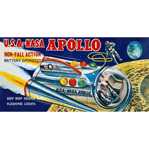 U.S.A. - NASA Apollo Black Modern Wood Framed Art Print by Retrobot