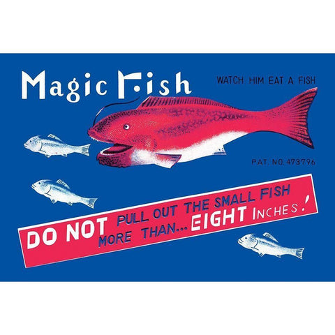 Magic Fish Black Modern Wood Framed Art Print with Double Matting by Retrobot