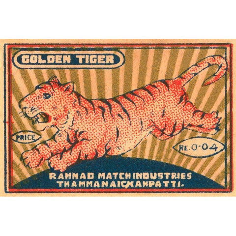 Golden Tiger White Modern Wood Framed Art Print by Unknown