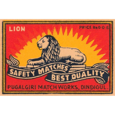 Lion Safety Matches Best Quality White Modern Wood Framed Art Print by Phillumenart