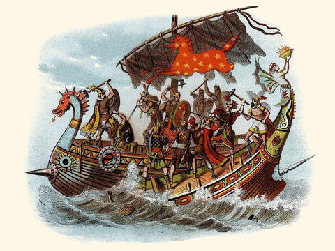 War Black Ornate Wood Framed Art Print with Double Matting by Unknown