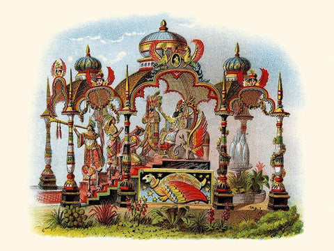 Knighthood - Mardi Gras Parade Float Design White Modern Wood Framed Art Print with Double Matting by Unknown