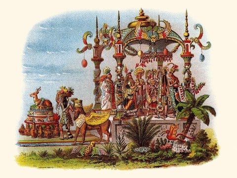 Marriage - Mardi Gras Parade Float Design Black Ornate Wood Framed Art Print with Double Matting by Unknown