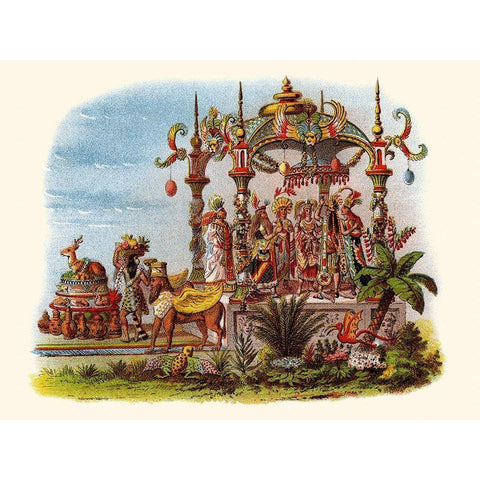 Marriage - Mardi Gras Parade Float Design Gold Ornate Wood Framed Art Print with Double Matting by Unknown
