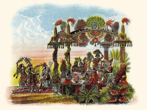 Feast - Mardi Gras Parade Float Design Black Ornate Wood Framed Art Print with Double Matting by Unknown