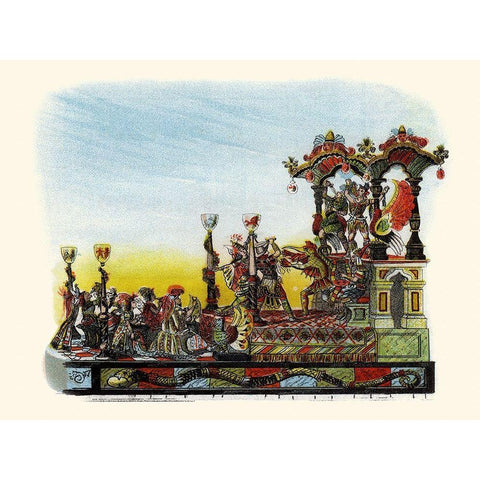 Theatre - Mardi Gras Parade Float Design Gold Ornate Wood Framed Art Print with Double Matting by Unknown