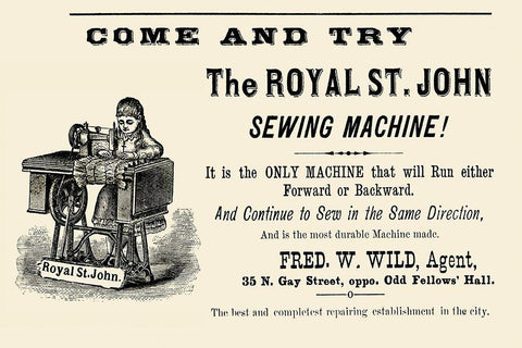 The Royal St. John Sewing Machine White Modern Wood Framed Art Print with Double Matting by Unknown