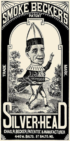 Smoke Beckers Silver-Head White Modern Wood Framed Art Print with Double Matting by Vintage Booze Labels