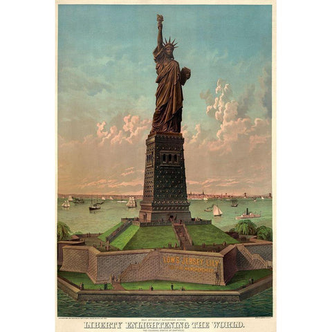 Liberty enlightening the world Gold Ornate Wood Framed Art Print with Double Matting by Unknown