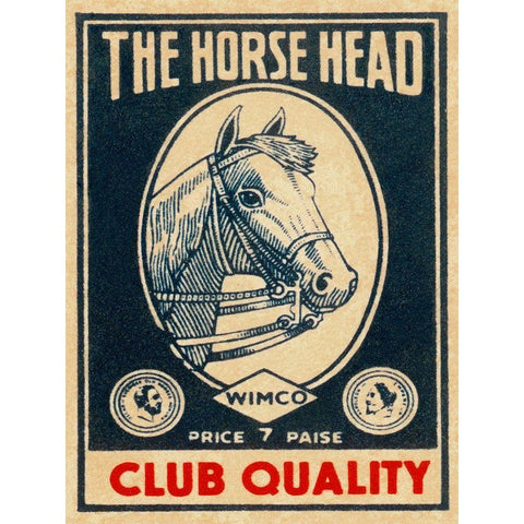 Horse Head Club Quality Matches Black Modern Wood Framed Art Print with Double Matting by Phillumenart