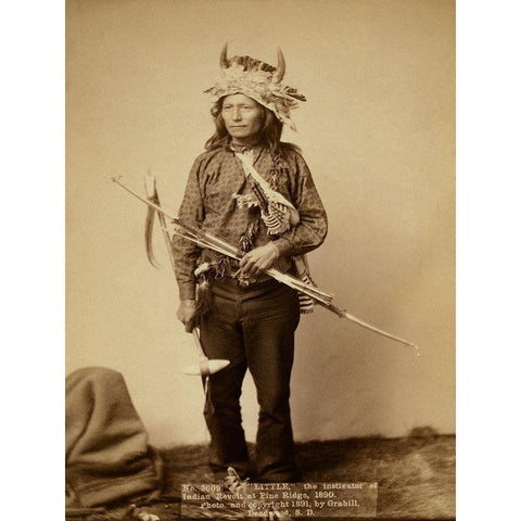 Little, the instigator of Indian Revolt at Pine Ridge, 1890 II Black Modern Wood Framed Art Print with Double Matting by Grabill, John C.H.