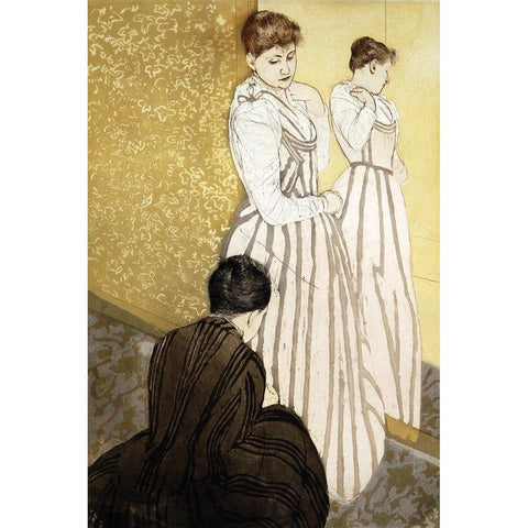 The Fitting White Modern Wood Framed Art Print by Cassatt, Mary