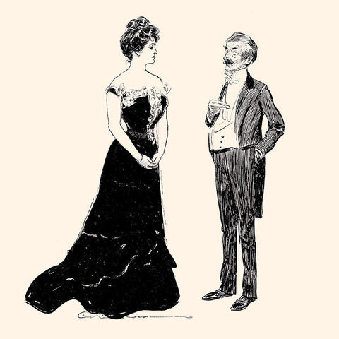 Yes, Dearest Black Ornate Wood Framed Art Print with Double Matting by Gibson, Charles Dana