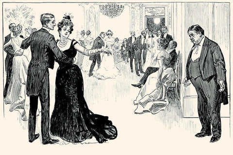 Matrimonial Misfits Black Ornate Wood Framed Art Print with Double Matting by Gibson, Charles Dana