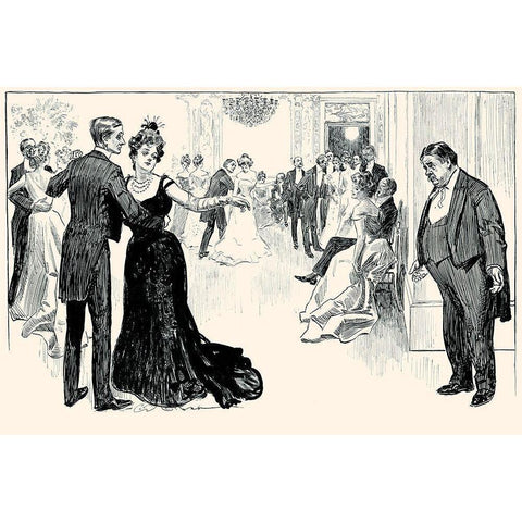 Matrimonial Misfits Black Modern Wood Framed Art Print by Gibson, Charles Dana
