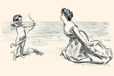Big Game White Modern Wood Framed Art Print with Double Matting by Gibson, Charles Dana