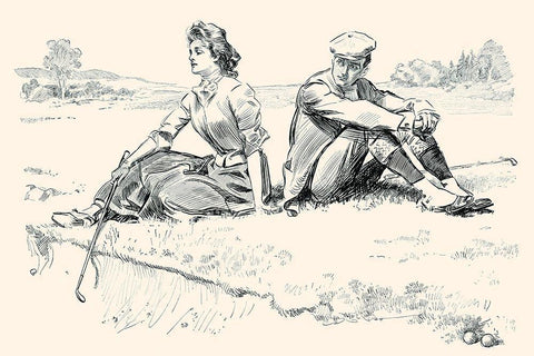 A Little Incident White Modern Wood Framed Art Print with Double Matting by Gibson, Charles Dana