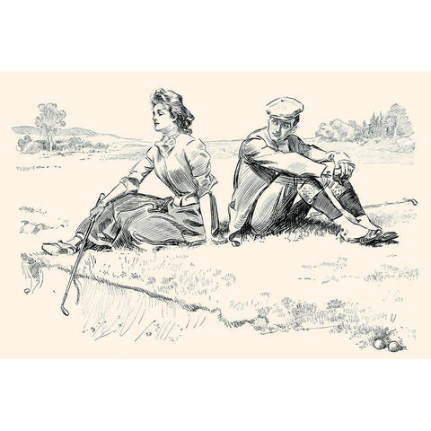 A Little Incident Black Modern Wood Framed Art Print with Double Matting by Gibson, Charles Dana