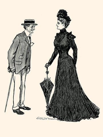 How Long Should I wear Mourning Black Ornate Wood Framed Art Print with Double Matting by Gibson, Charles Dana