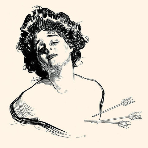 Pierced in the Heart Black Modern Wood Framed Art Print with Double Matting by Gibson, Charles Dana