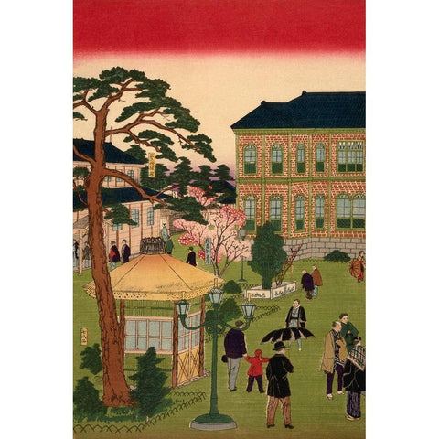 Second national industrial exhibition at Ueno Park  #1 White Modern Wood Framed Art Print by Hiroshige, Utagawa