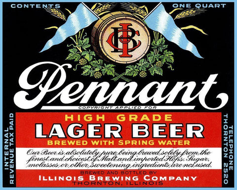 Pennant Lager Beer Black Ornate Wood Framed Art Print with Double Matting by Vintage Booze Labels