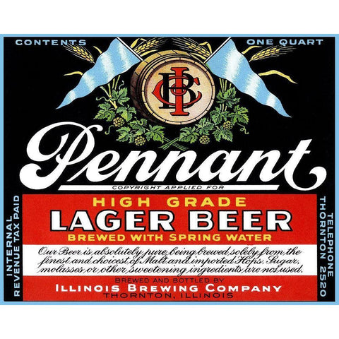 Pennant Lager Beer Gold Ornate Wood Framed Art Print with Double Matting by Vintage Booze Labels