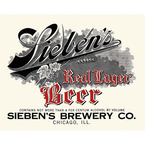 Siebens Real Lager Beer White Modern Wood Framed Art Print by Vintage Booze Labels