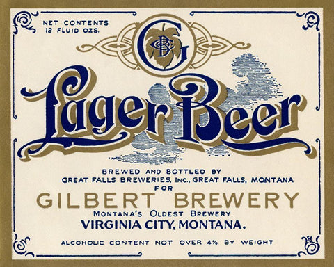 Gilbert Brewery Lager Beer White Modern Wood Framed Art Print with Double Matting by Vintage Booze Labels