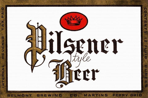 Pilsener Style Beer Black Ornate Wood Framed Art Print with Double Matting by Vintage Booze Labels