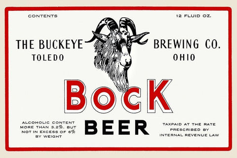 Bock Beer Black Ornate Wood Framed Art Print with Double Matting by Vintage Booze Labels