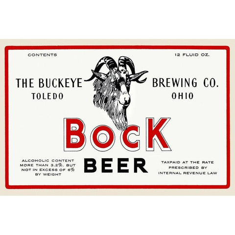 Bock Beer Gold Ornate Wood Framed Art Print with Double Matting by Vintage Booze Labels