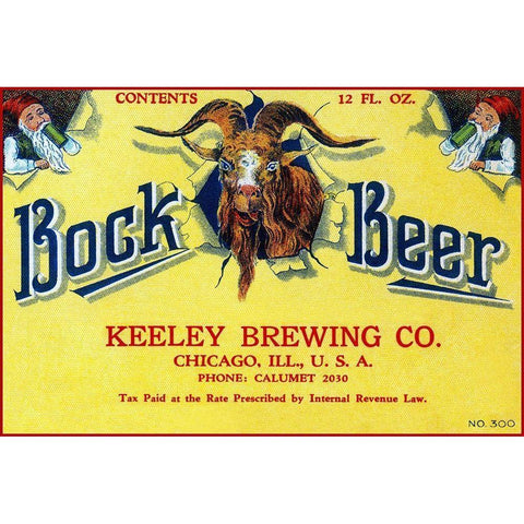 Bock Beer White Modern Wood Framed Art Print by Vintage Booze Labels