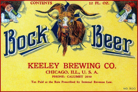 Bock Beer Black Ornate Wood Framed Art Print with Double Matting by Vintage Booze Labels