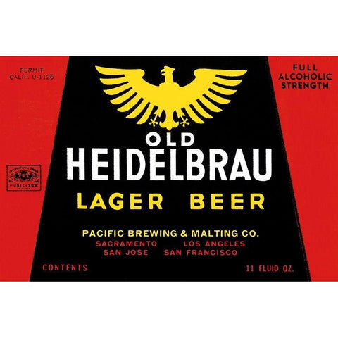 Old Heidelbrau Lager Beer Black Modern Wood Framed Art Print with Double Matting by Vintage Booze Labels