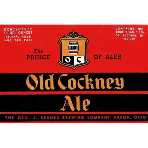 Old Cockney Ale White Modern Wood Framed Art Print by Vintage Booze Labels