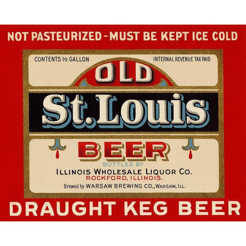 Old St. Louis Beer Gold Ornate Wood Framed Art Print with Double Matting by Vintage Booze Labels