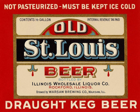 Old St. Louis Beer Black Ornate Wood Framed Art Print with Double Matting by Vintage Booze Labels