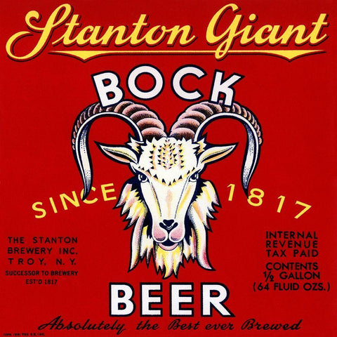 Stanton Giant Bock Beer Black Ornate Wood Framed Art Print with Double Matting by Vintage Booze Labels