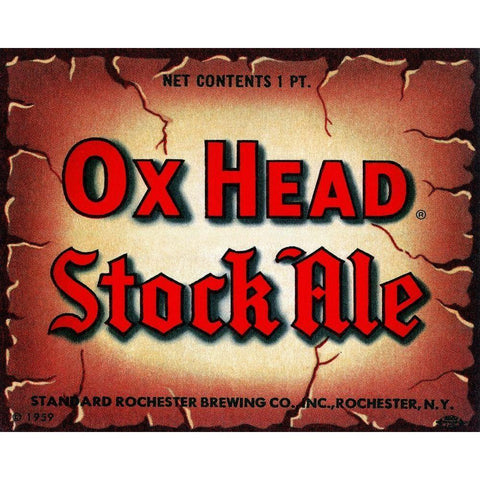 Ox Head Stock Ale White Modern Wood Framed Art Print by Vintage Booze Labels