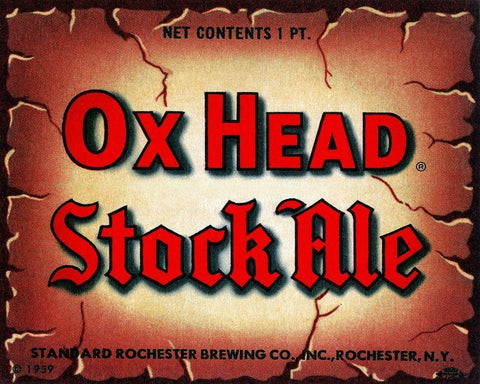 Ox Head Stock Ale White Modern Wood Framed Art Print with Double Matting by Vintage Booze Labels