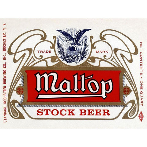 Maltop Stock Beer Black Modern Wood Framed Art Print with Double Matting by Vintage Booze Labels