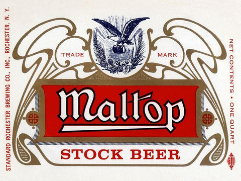 Maltop Stock Beer White Modern Wood Framed Art Print with Double Matting by Vintage Booze Labels