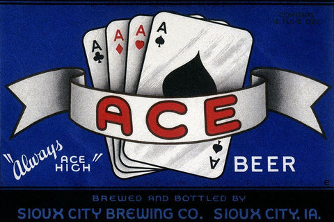 Ace Beer White Modern Wood Framed Art Print with Double Matting by Vintage Booze Labels