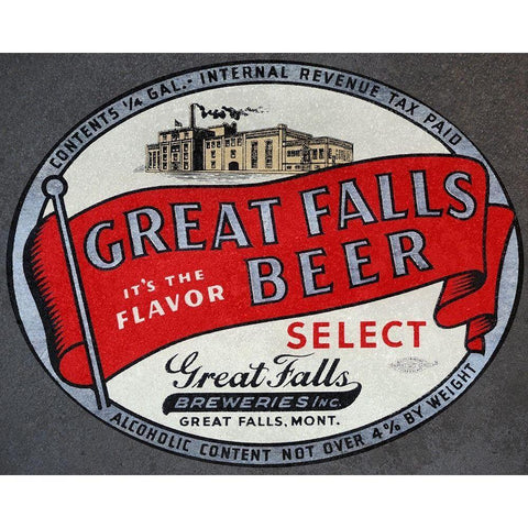 Great Falls Beer White Modern Wood Framed Art Print by Vintage Booze Labels